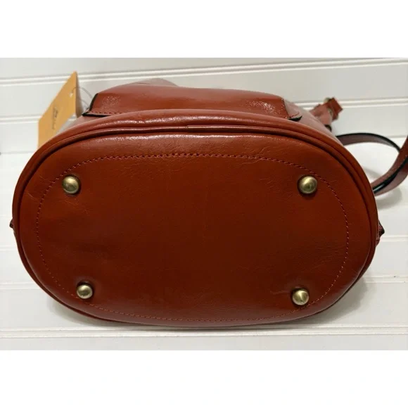 PATRICIA NASH Lavello Cut Out Brown Leather Bucket Crossbody Shoulder Bag NEW - Picture 9 of 11